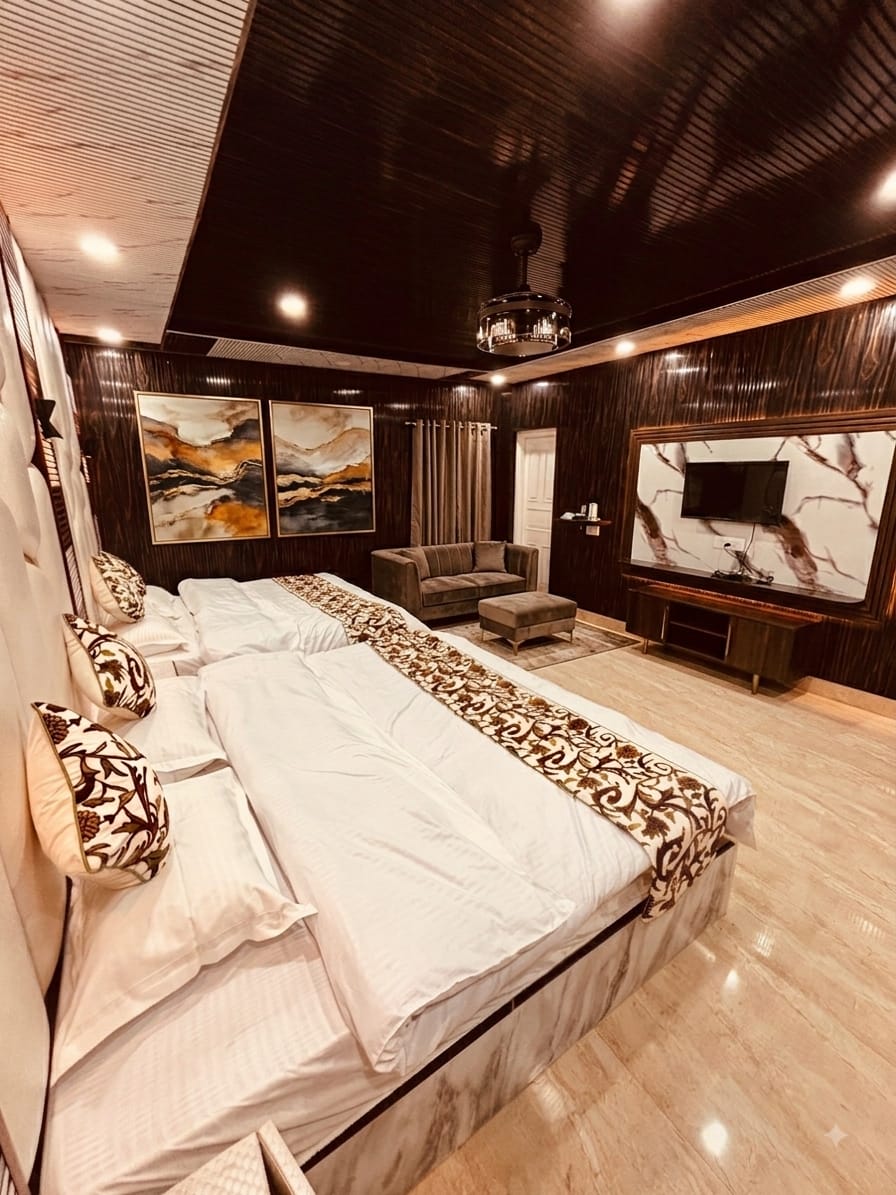 Family Luxury Suite bedroom at Hotel Luxury Suites Srinagar